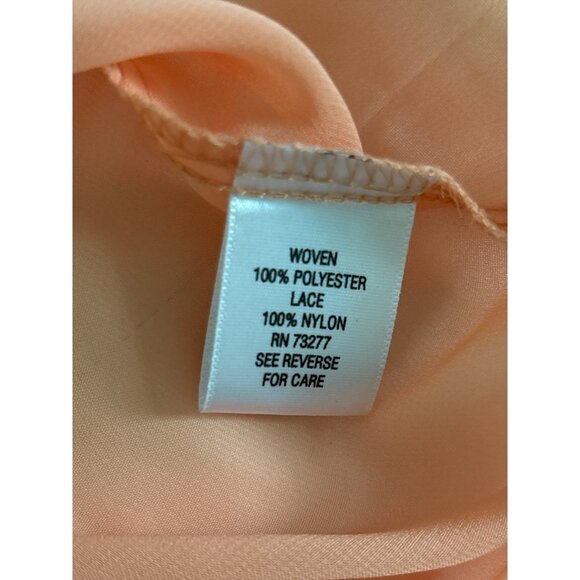 Candie's Shirt Womens Medium Peach Sheer Lace Button Up 3/4 Sleeve Blouse Top - Picture 4 of 8